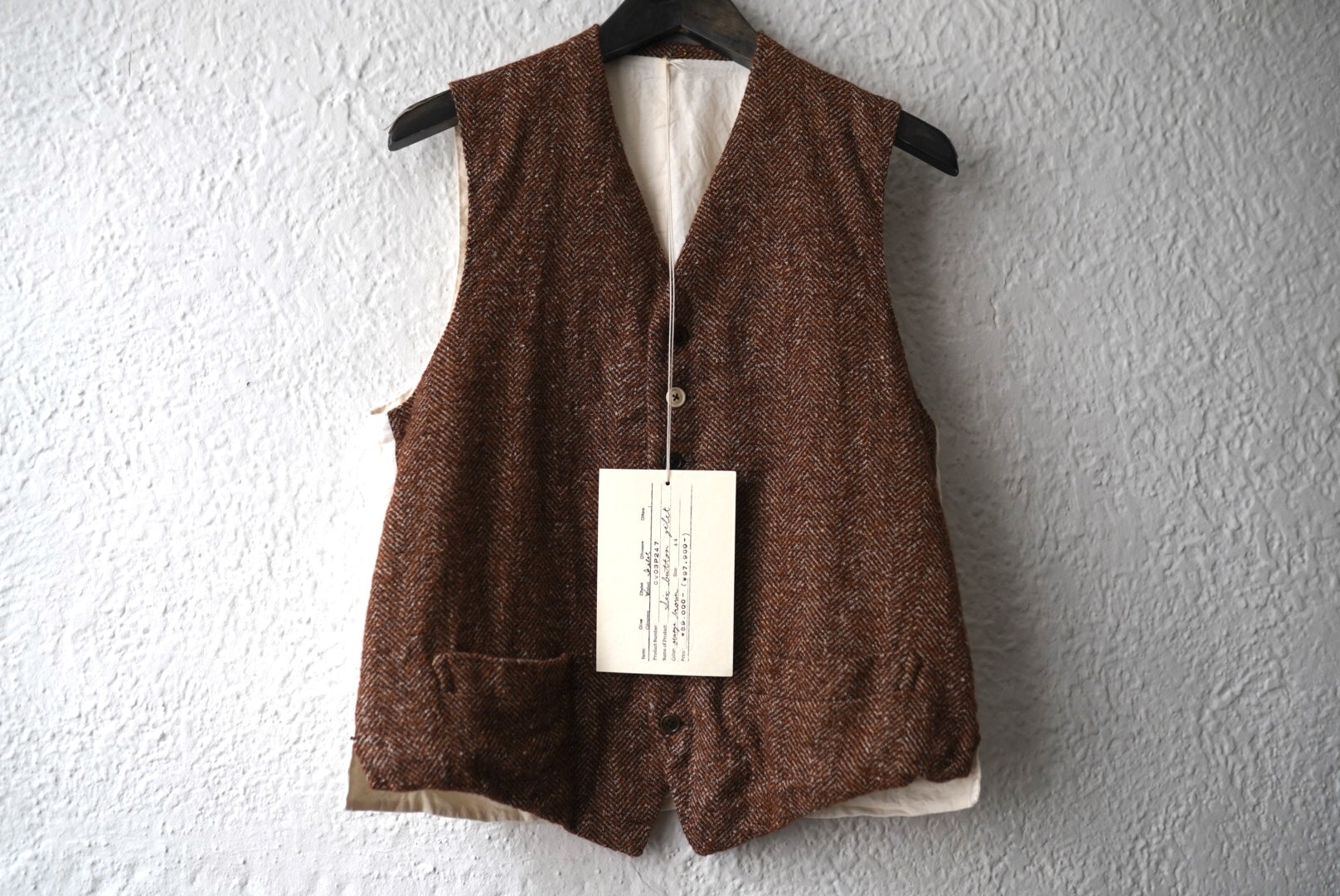 【新品未使用】 希少サイズ クルーキッドテイラー ベビーアルパカ 6ボタン ジレ 24AW Six Button Gilet ベビーアルパカツイードジレ ベスト / the