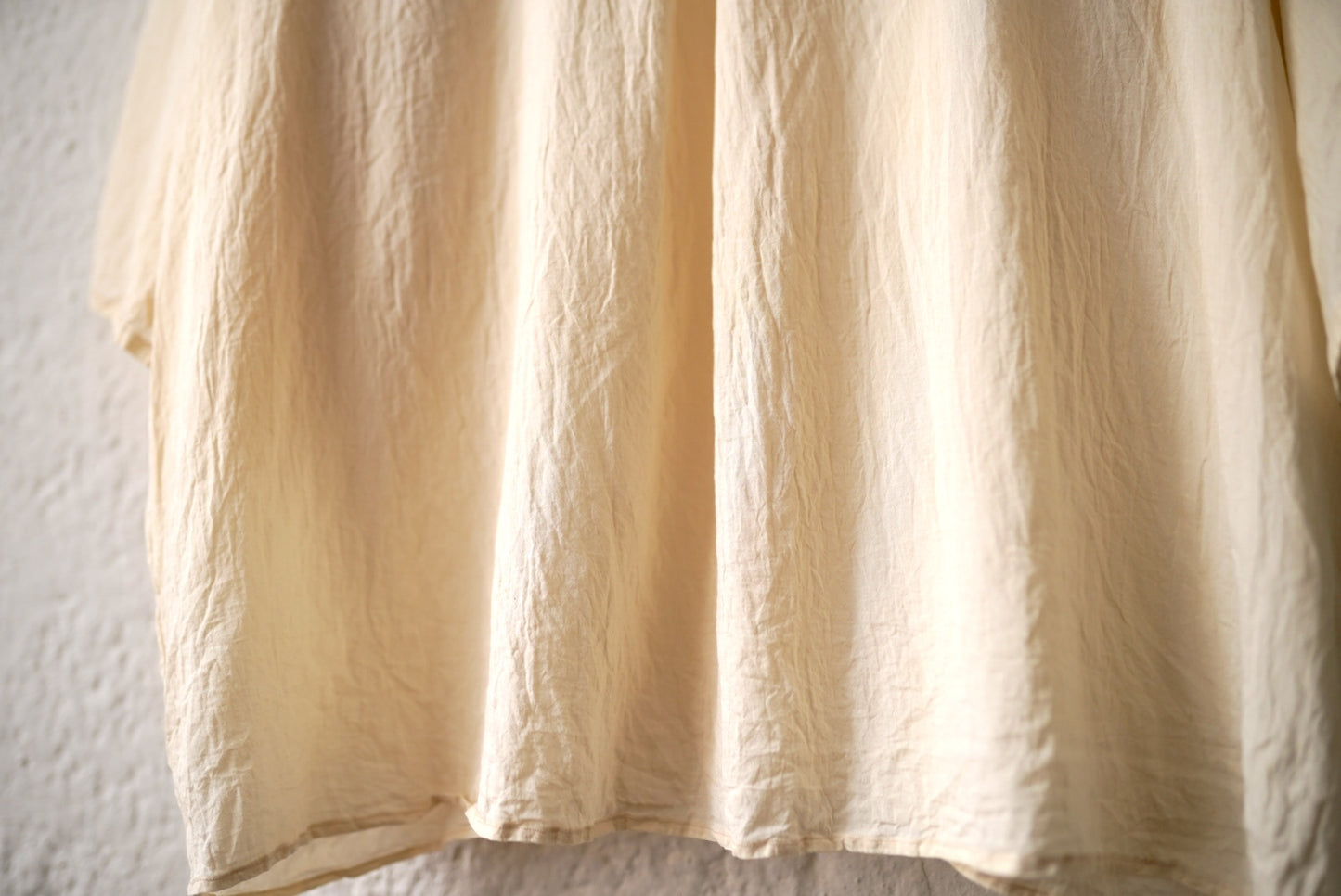 ハンドメイドバンドカラーシルクオーバーサイズ着物シャツ / 灰草