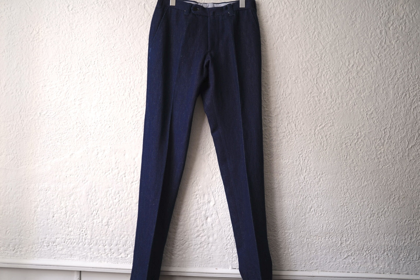 20AW MTM ノータックスリムリネンデニムスラックスパンツ S / IGARASHI TROUSERS(五十嵐トラウザーズ)