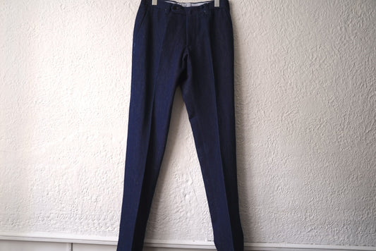 20AW MTM ノータックスリムリネンデニムスラックスパンツ S / IGARASHI TROUSERS(五十嵐トラウザーズ)