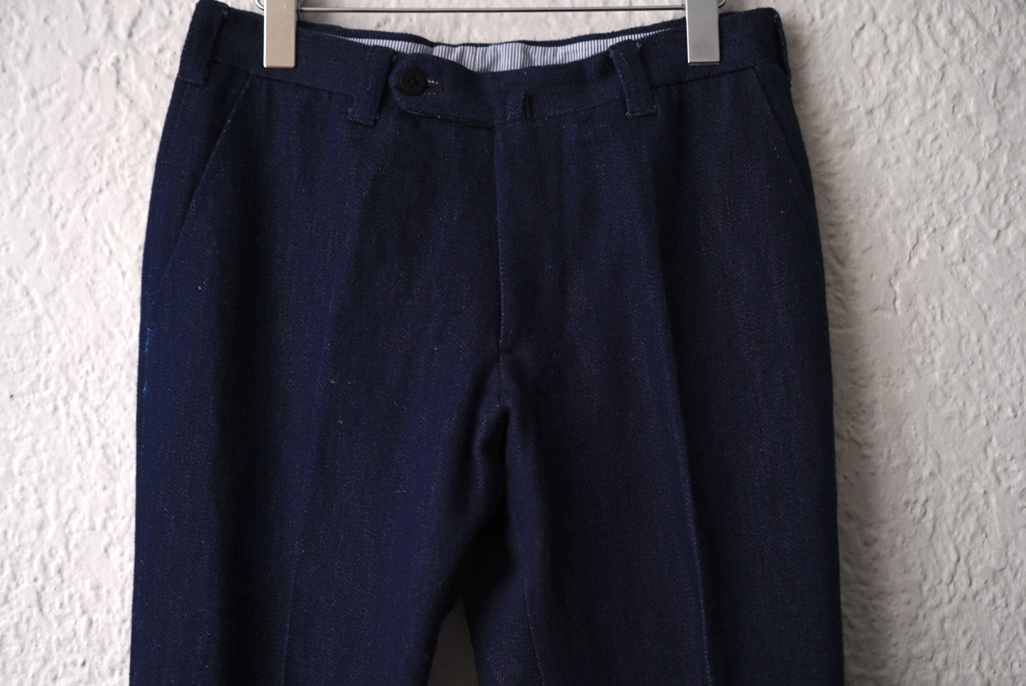 20AW MTM ノータックスリムリネンデニムスラックスパンツ S / IGARASHI TROUSERS(五十嵐トラウザーズ)