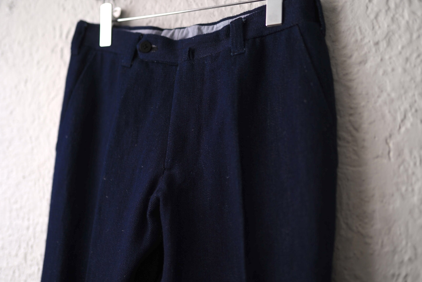 20AW MTM ノータックスリムリネンデニムスラックスパンツ S / IGARASHI TROUSERS(五十嵐トラウザーズ)