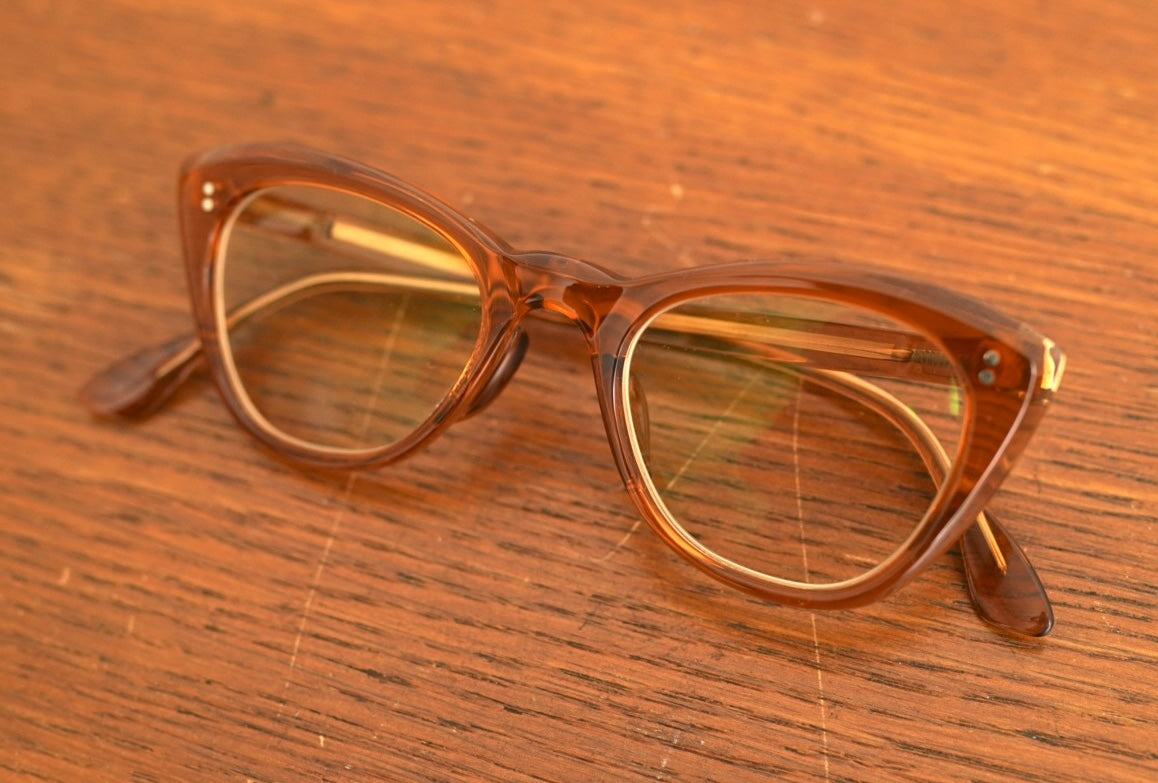 1950's Cat Eye キャットアイ セルフレームアイウェア 眼鏡 ブラウンコニャック / frame france(フレームフランス)