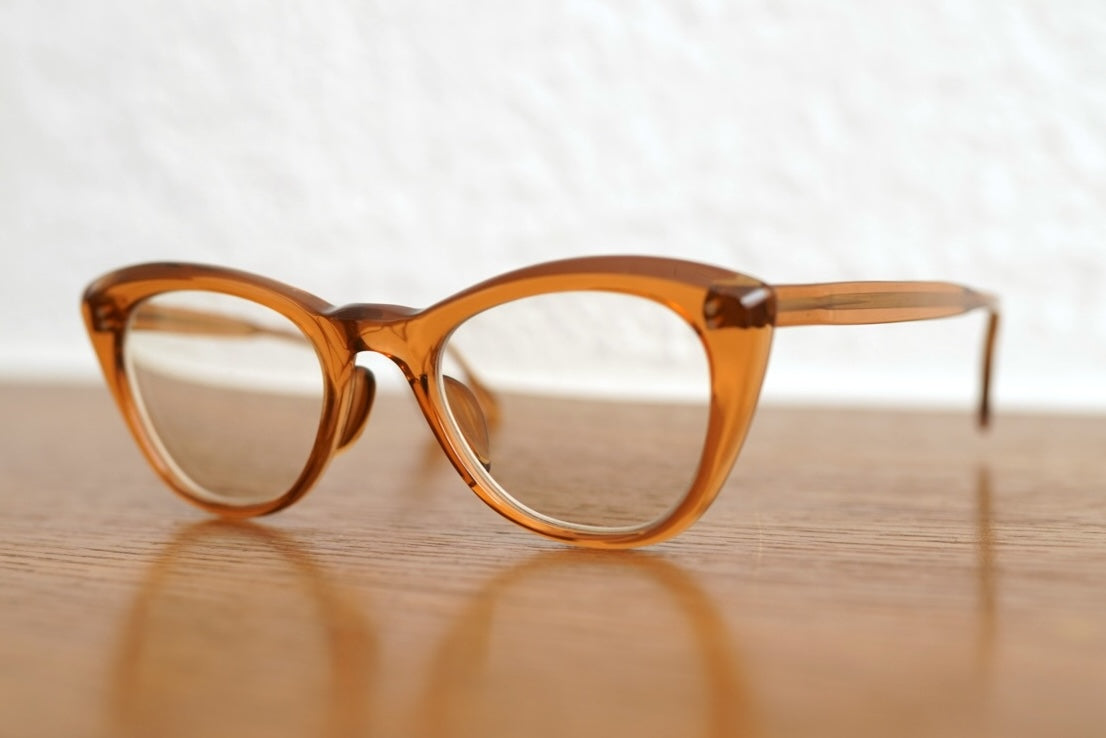 1950's Cat Eye キャットアイ セルフレームアイウェア 眼鏡 ブラウンコニャック / frame france(フレームフランス)