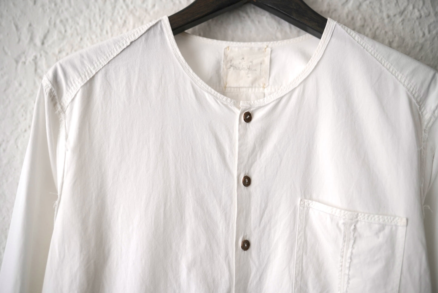 21SS No Collar Shirt コットンノーカラーシャツ / Araki Yuu(アラキユウ)