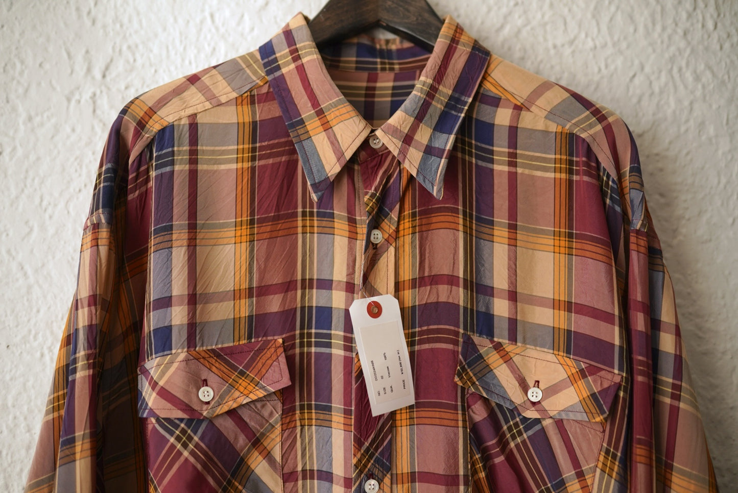 23AW Flap Pocket Shirt Brown Check レーヨンチェックシャツ / I am dork(アイアムドーク)