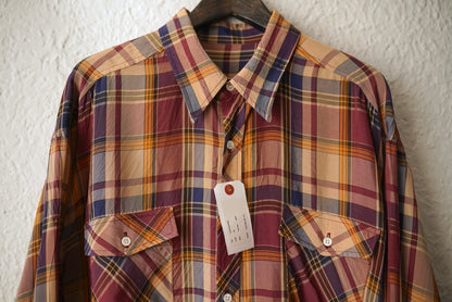 23AW Flap Pocket Shirt Brown Check レーヨンチェックシャツ / I am dork(アイアムドーク)