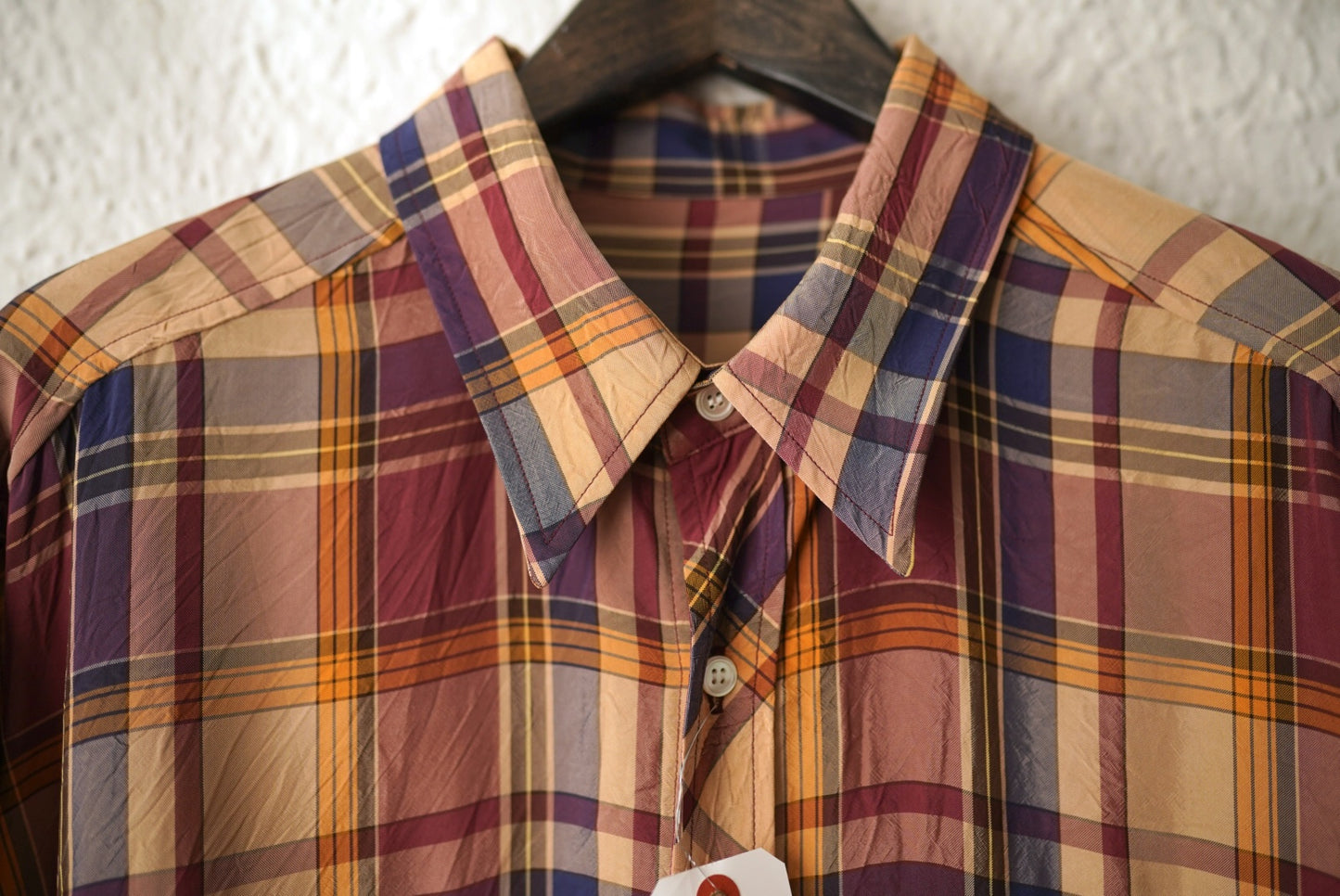 23AW Flap Pocket Shirt Brown Check レーヨンチェックシャツ / I am dork(アイアムドーク)
