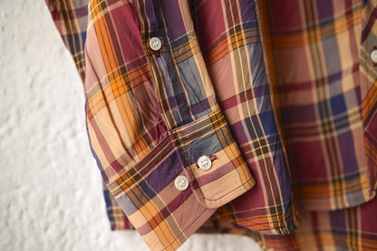 23AW Flap Pocket Shirt Brown Check レーヨンチェックシャツ / I am dork(アイアムドーク)