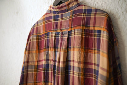 23AW Flap Pocket Shirt Brown Check レーヨンチェックシャツ / I am dork(アイアムドーク)