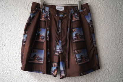 21SS Silk Shorts 総柄シルクショートパンツ ショーツ / BLACKWEIRDOS(ブラックウィドー)
