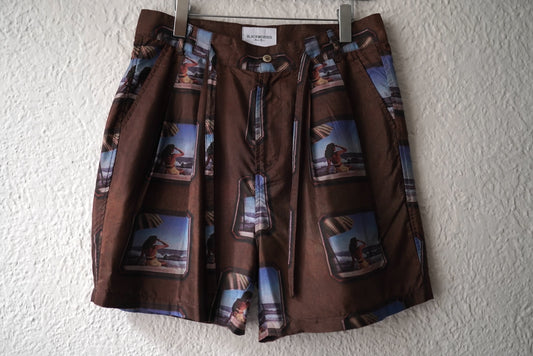 21SS Silk Shorts 総柄シルクショートパンツ ショーツ / BLACKWEIRDOS(ブラックウィドー)