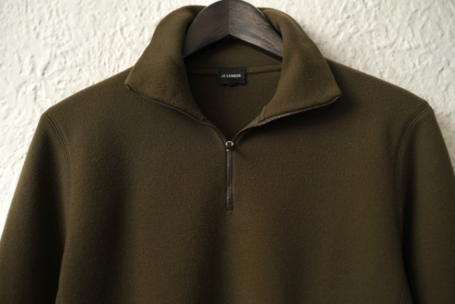 ハーフジップウールニットセーター カーキ / JIL SADNER(ジルサンダー)