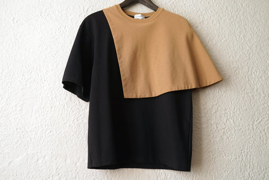 17SS アシンメトリーコンビ半袖Tシャツ / HYKE(ハイク)