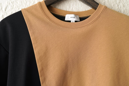 17SS アシンメトリーコンビ半袖Tシャツ / HYKE(ハイク)