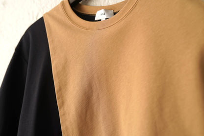 17SS アシンメトリーコンビ半袖Tシャツ / HYKE(ハイク)