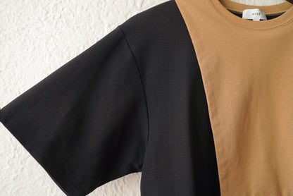 17SS アシンメトリーコンビ半袖Tシャツ / HYKE(ハイク)