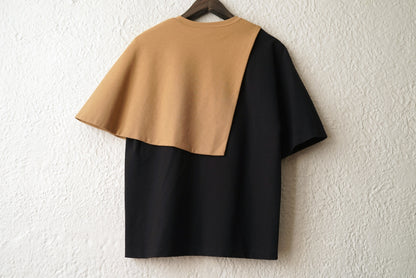 17SS アシンメトリーコンビ半袖Tシャツ / HYKE(ハイク)