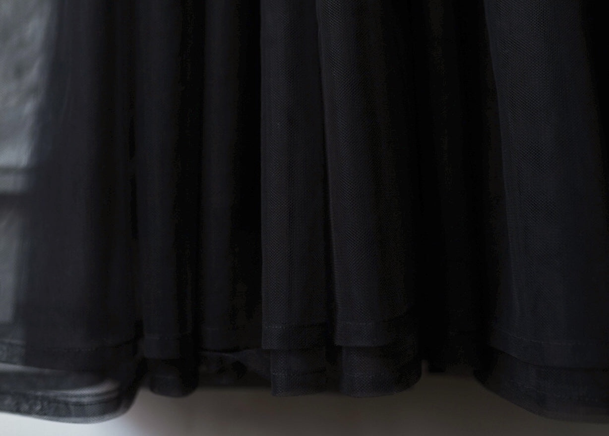 コムデギャルソン　ノワールケイニノミヤ　ブラックチュールフレアワンピース 19SS チュールドレスワンピース / COMME des GARCONS Noir Kei