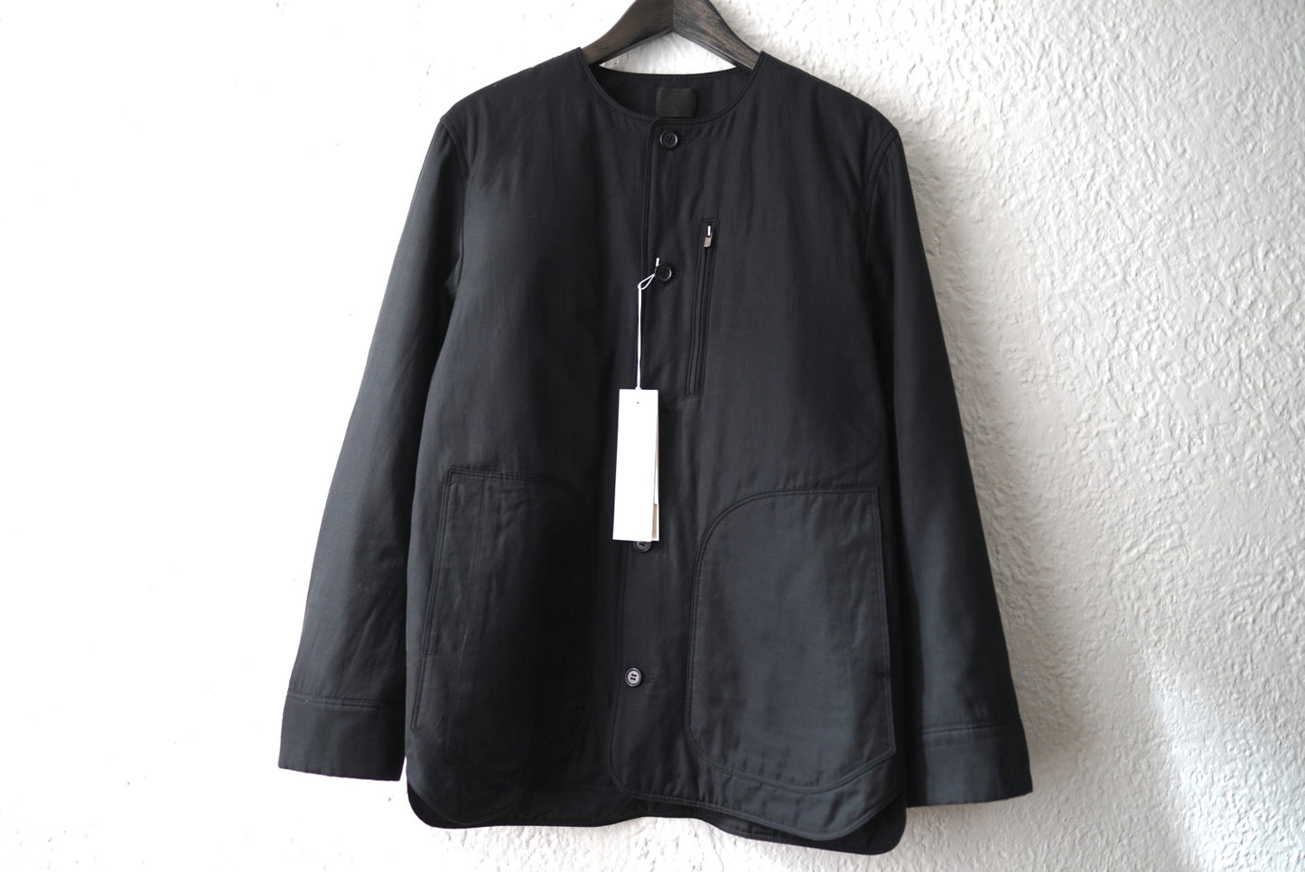 20AW 塩縮コットンキュプラ中綿ノーカラージャケット / 山内