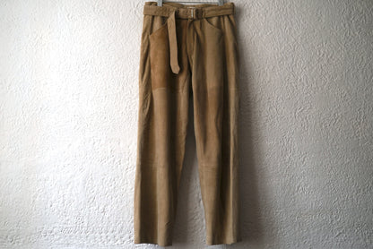 RECONSTRUCTED BELTED BAGGY PANTS ゴートレザーバギーパンツ / SEEALL(シーオール)