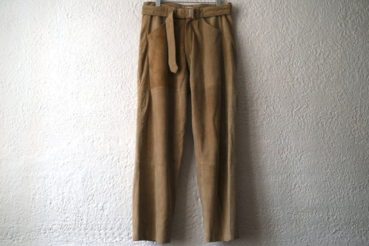 RECONSTRUCTED BELTED BAGGY PANTS ゴートレザーバギーパンツ / SEEALL(シーオール)