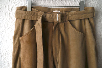 RECONSTRUCTED BELTED BAGGY PANTS ゴートレザーバギーパンツ / SEEALL(シーオール)