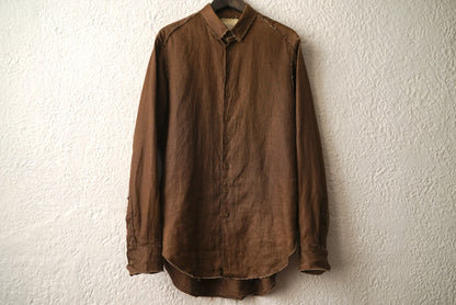 21SS Raw Cut Pointed Collar Narrow Shirt ローカットポインテッドカラーリネンシャツ / Araki Yuu(アラキユウ)