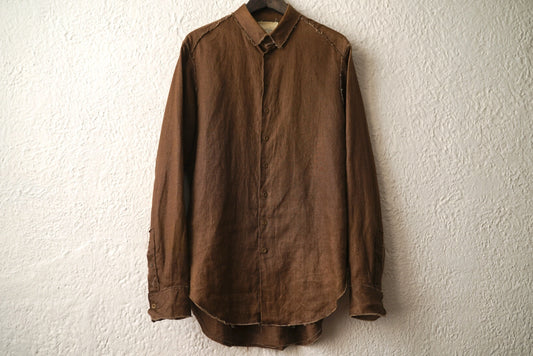 21SS Raw Cut Pointed Collar Narrow Shirt ローカットポインテッドカラーリネンシャツ / Araki Yuu(アラキユウ)