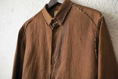 21SS Raw Cut Pointed Collar Narrow Shirt ローカットポインテッドカラーリネンシャツ / Araki Yuu(アラキユウ)