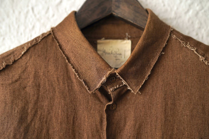 21SS Raw Cut Pointed Collar Narrow Shirt ローカットポインテッドカラーリネンシャツ / Araki Yuu(アラキユウ)