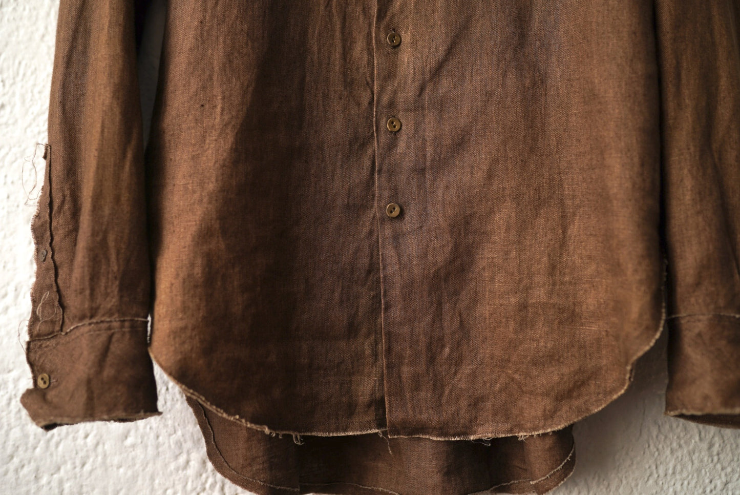 21SS Raw Cut Pointed Collar Narrow Shirt ローカットポインテッドカラーリネンシャツ / Araki Yuu(アラキユウ)