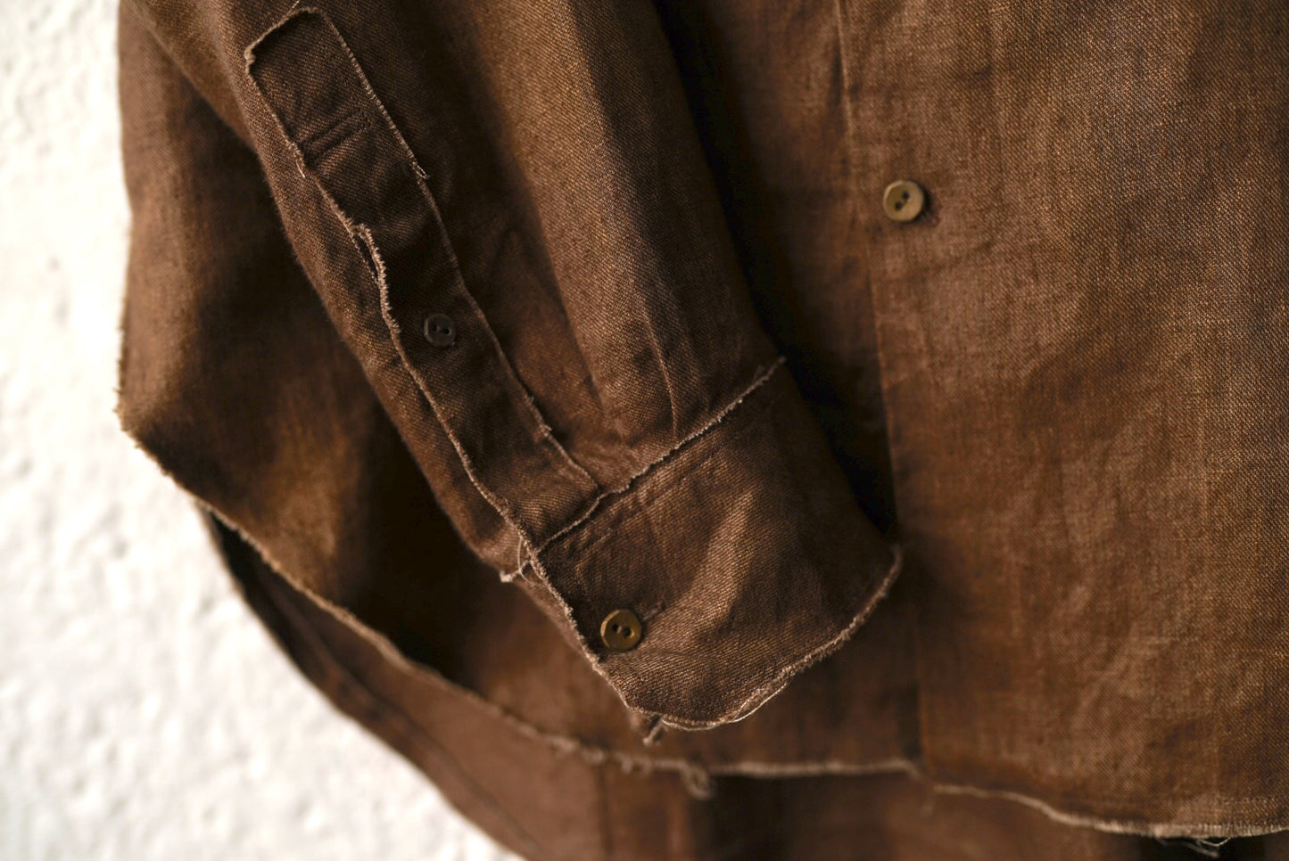 21SS Raw Cut Pointed Collar Narrow Shirt ローカットポインテッドカラーリネンシャツ / Araki Yuu(アラキユウ)