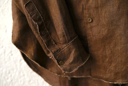 21SS Raw Cut Pointed Collar Narrow Shirt ローカットポインテッドカラーリネンシャツ / Araki Yuu(アラキユウ)