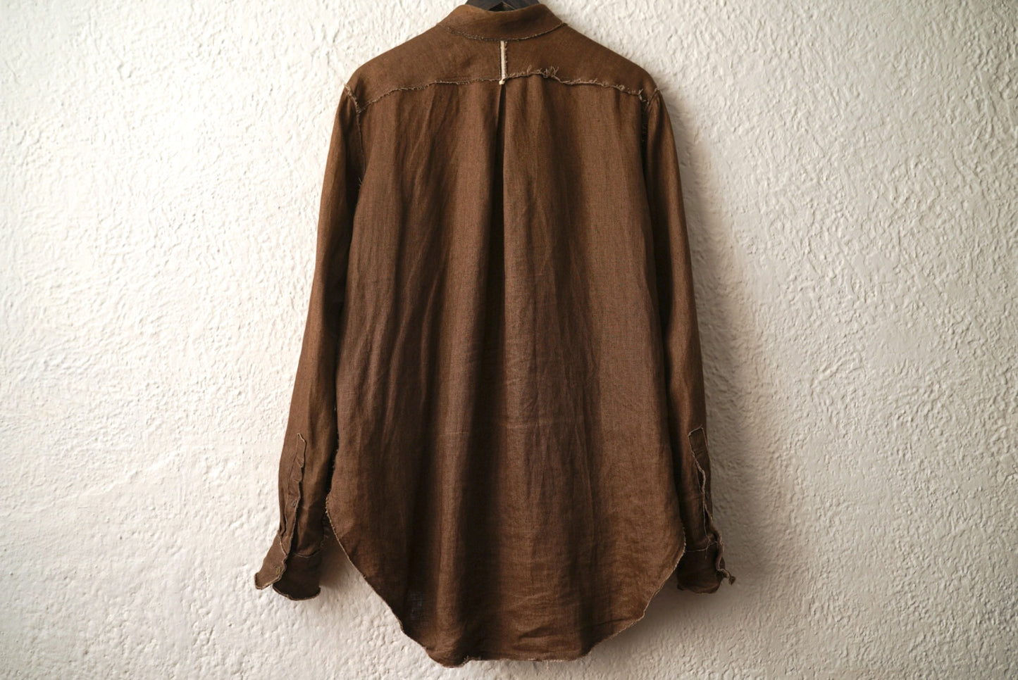 21SS Raw Cut Pointed Collar Narrow Shirt ローカットポインテッドカラーリネンシャツ / Araki Yuu(アラキユウ)