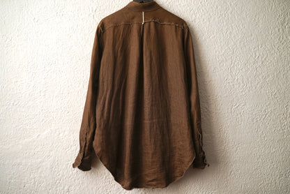 21SS Raw Cut Pointed Collar Narrow Shirt ローカットポインテッドカラーリネンシャツ / Araki Yuu(アラキユウ)
