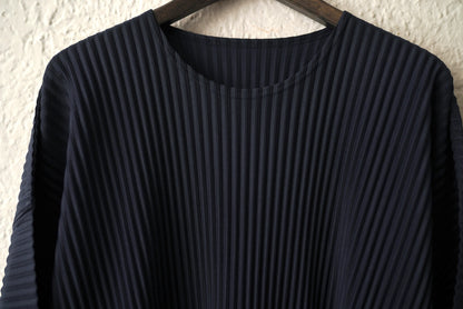 25SS MONTHLY COLOR JANUARY MIDNIGHT BLUE プリーツ長袖トップス / ISSEY MIYAKE HOMME PLISSE(イッセイミヤケ オムプリッセ)