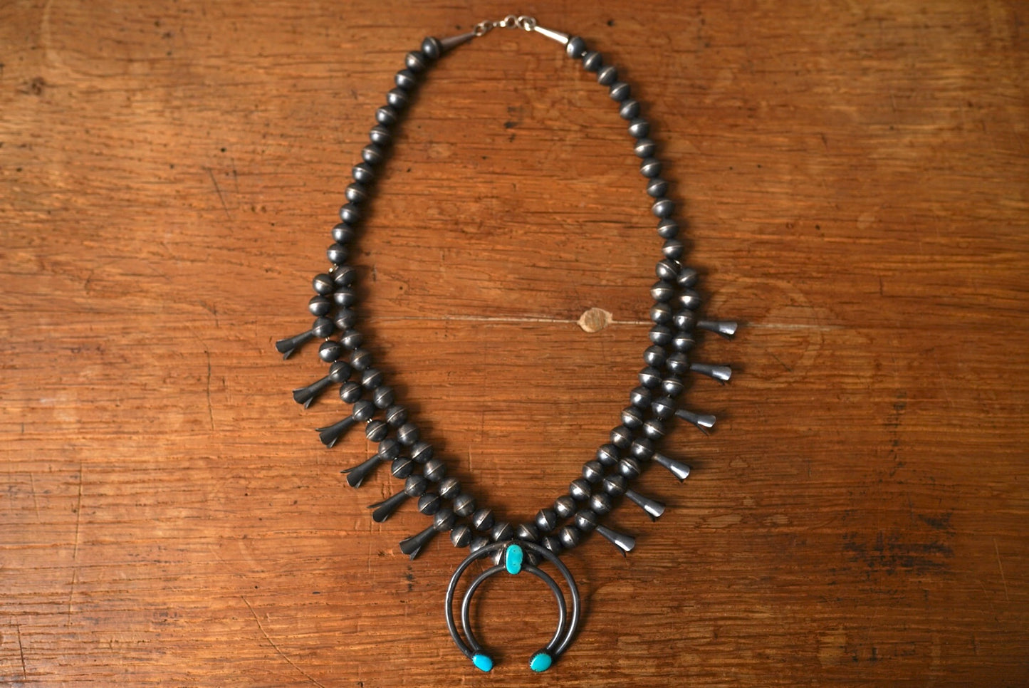 Navajo ナバホ族 シャドーボックス スカッシュブロッサム シルバーネックレス / Vintage(ヴィンテージ)