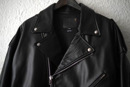 Drop Neck Motorcycle Leather Jacket ドロップネックカーフレザーライダースジャケット / R13(アールサーティーン)