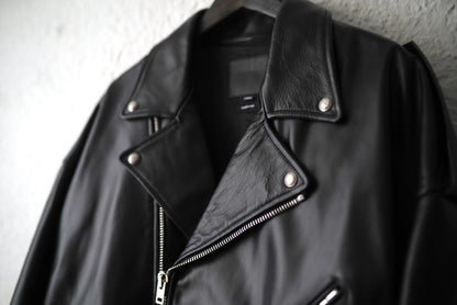 Drop Neck Motorcycle Leather Jacket ドロップネックカーフレザーライダースジャケット / R13(アールサーティーン)