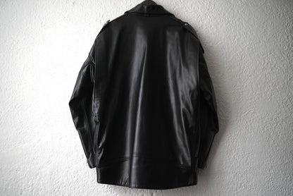 Drop Neck Motorcycle Leather Jacket ドロップネックカーフレザーライダースジャケット / R13(アールサーティーン)