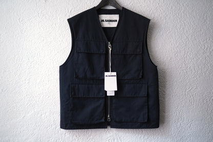 25SS VEST20 コットンシルクポプリンジップアップベスト ジレ / JIL SANDER(ジルサンダー)