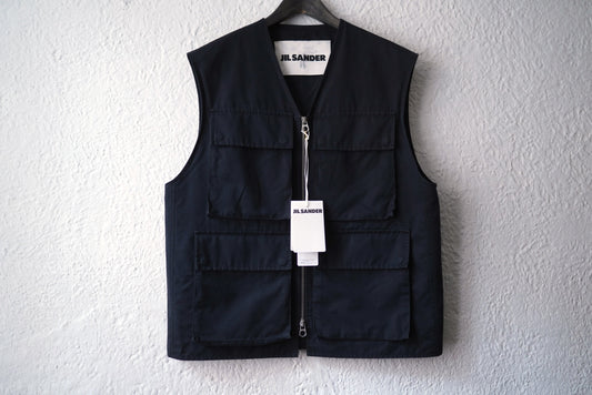 25SS VEST20 コットンシルクポプリンジップアップベスト ジレ / JIL SANDER(ジルサンダー)