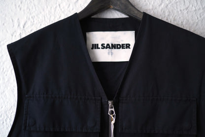 25SS VEST20 コットンシルクポプリンジップアップベスト ジレ / JIL SANDER(ジルサンダー)