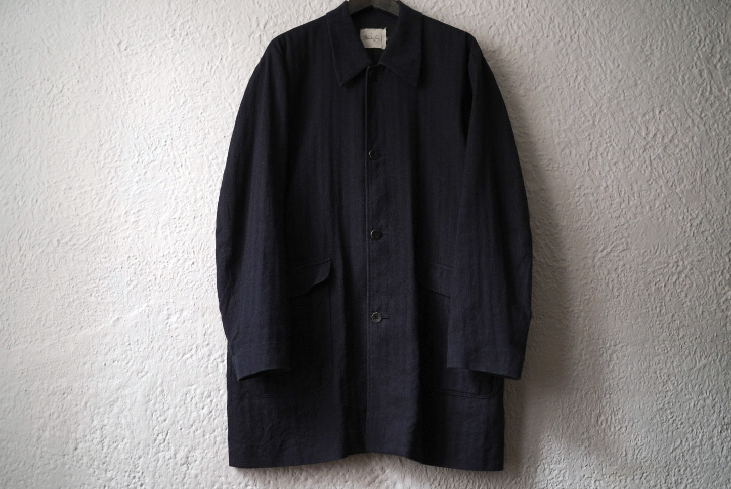 19SS Soutien Collar Half Coat コットンリネンヘリンボーンステンカラーハーフコート / Araki Yuu(アラキユウ)
