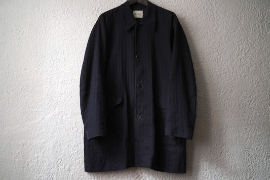 19SS Soutien Collar Half Coat コットンリネンヘリンボーンステンカラーハーフコート / Araki Yuu(アラキユウ)