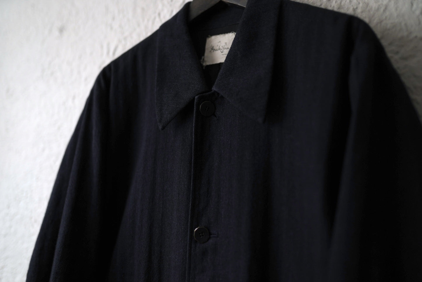 19SS Soutien Collar Half Coat コットンリネンヘリンボーンステンカラーハーフコート / Araki Yuu(アラキユウ)