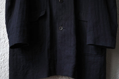 19SS Soutien Collar Half Coat コットンリネンヘリンボーンステンカラーハーフコート / Araki Yuu(アラキユウ)
