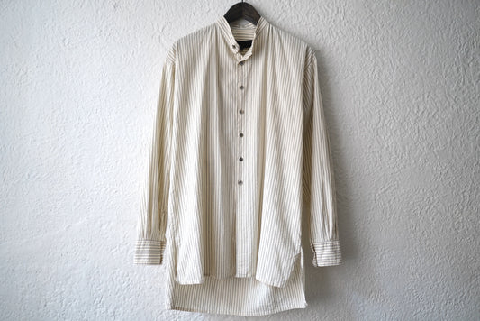 20SS コットンシルクストライプバンドカラーシャツ / Geoffrey.B.Small(ジェフリービースモール)