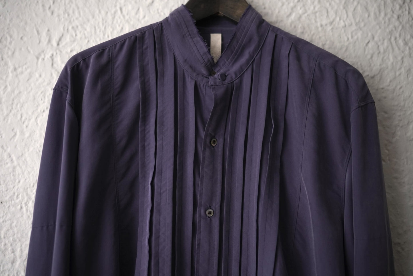 23AW RAW EDGE COLLAR WASHED SHIRT レーヨンドレスシャツ / ALDOMARIACAMILLO(アルドマリアカミッロ) AMC
